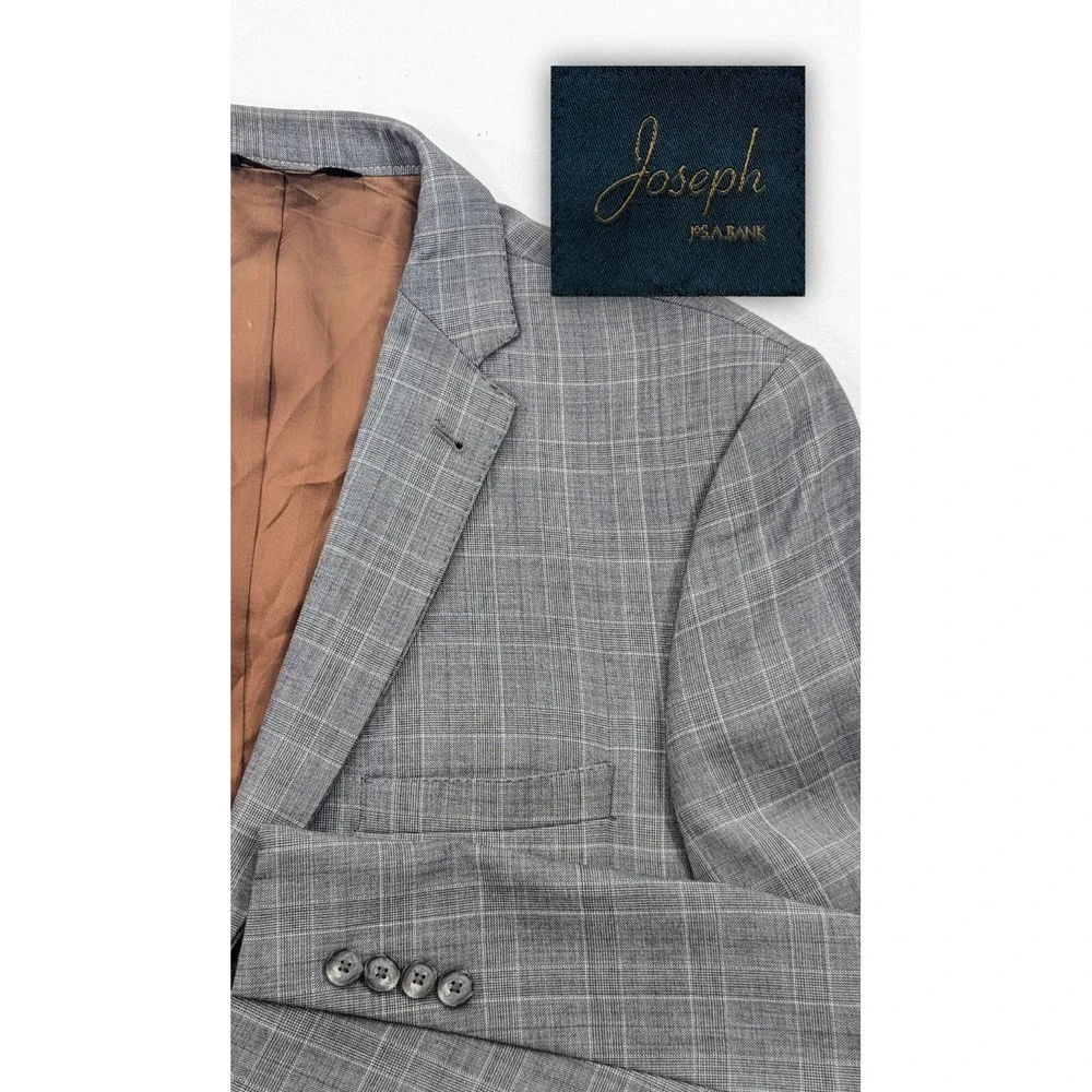 Jos. A. Bank Blazer Sport Coat Sports Jacket  Gray Glenn Check Plaid 42R 44